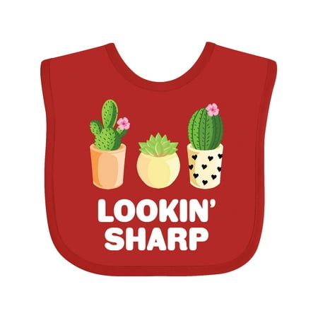 

Inktastic Lookin Sharp with Cacti and Succulent Gift Baby Boy or Baby Girl Bib