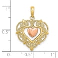 thumbnail image 2 of 20mm 14k Two-tone Gold Love Heart Pendant Necklace With Lace Trim and Pink Heart Center Pendant for Women, 2 of 2