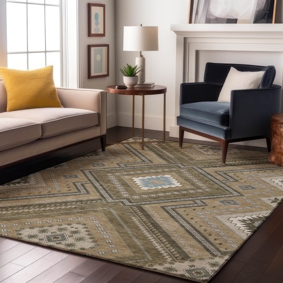 Addison Rugs Mayfield Premium Machine Washable Transitional Tribal Beige Rectangle Rug, 10' x 14'