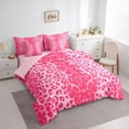 thumbnail image 2 of Erosebridal Gradient Cheetah Print Bedding Comforter Set 7pcs For Teens,Girls Animal Leopard Print Queen Bedding Sets,Pink Reversible, 2 of 6