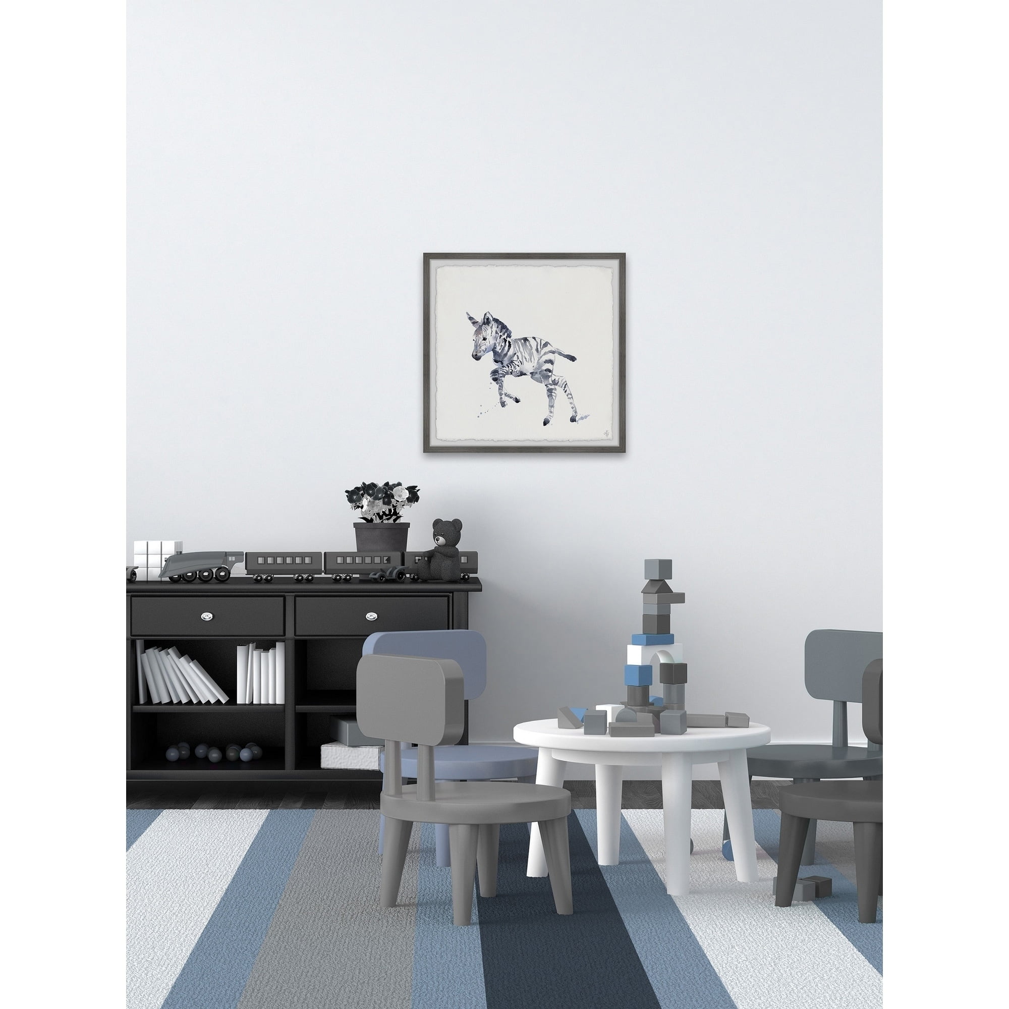 Marmont Hill Running Zebra Framed Wall Art, 24.00" x 1.50"