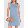 thumbnail image 3 of ANRABESS Women's Summer Sleeveless Tank Dress, Crewneck Mini Sundress with Side Slit, Wrinkle-Free Casual Beach Travel Vacation Dress Light blue XX-Large, 3 of 8