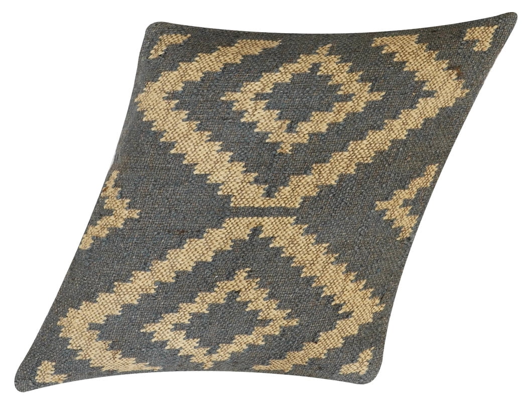 Indian Style Kilim Pillowcase Wool Jute Square Decorative Cushion Cover for Home Bedroom Décor (18")