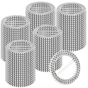 ZEONHAK 250pcs 2.4 Inch Silver Round Rhinestone Ribbon Buckle, Chair Sash Buckles, Rhinestone Ribbon Buckles Slider for Wedding, Party