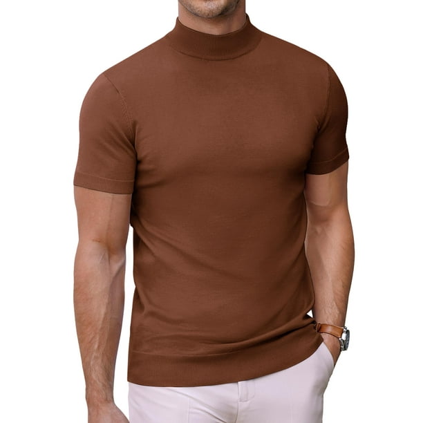Camiseta De Cuello Alto Manga Corta Hombre Moda Casual