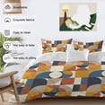 thumbnail image 3 of Mid Century Bedding Duvet Cover Set Full 4 Pieces Orange Brown Beige Blue Abstract Retro Geometric Modern Bedding Set with Zipper Closure,1 Comforter Cover 86x86 Inches 1 Flat Sheet & 2 Pillow Cases, 3 of 7