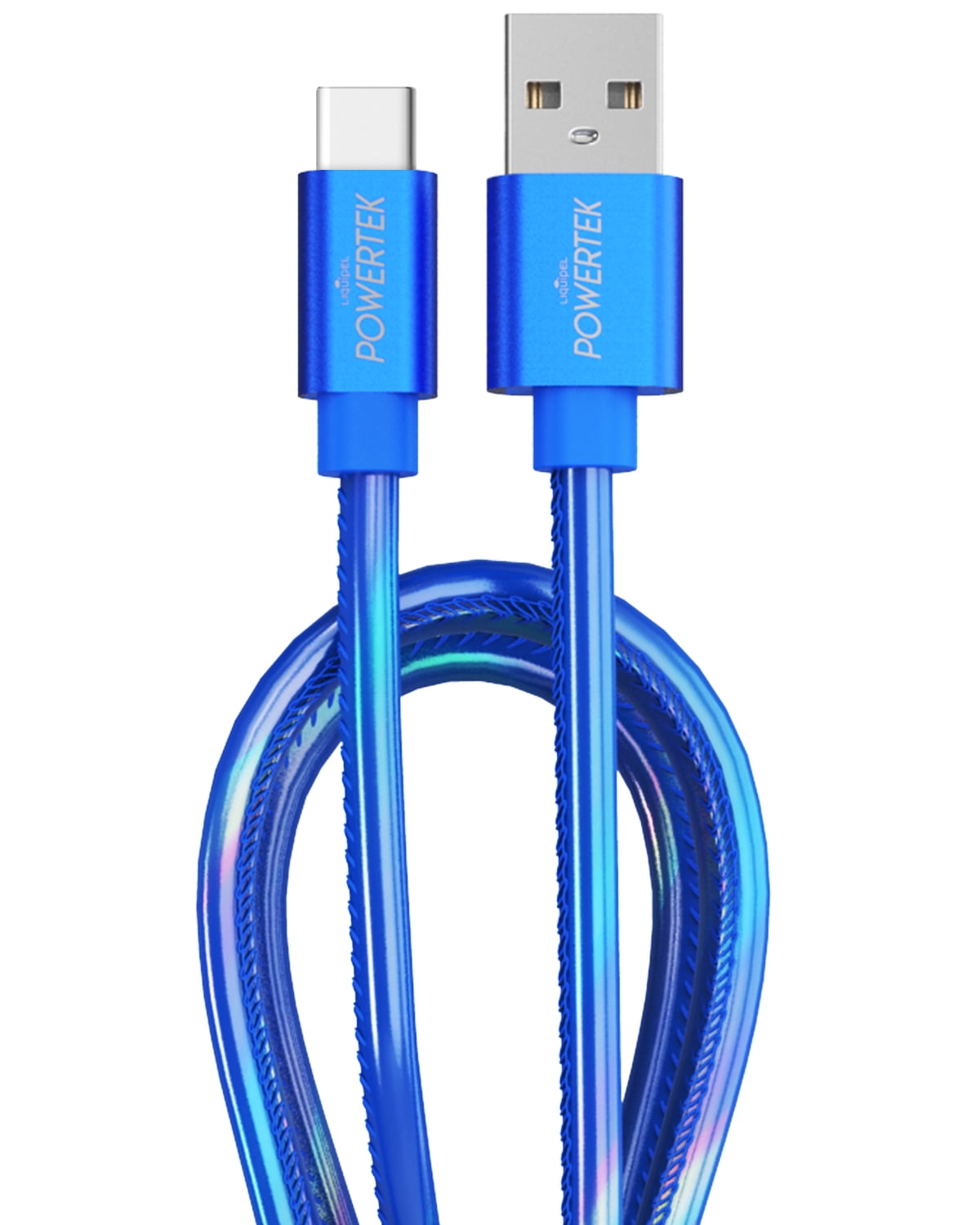 Liquipel Powertek Metallic Shine USB Type C Charger Cable, 6ft Fast Charging USB C Cord, Adapter