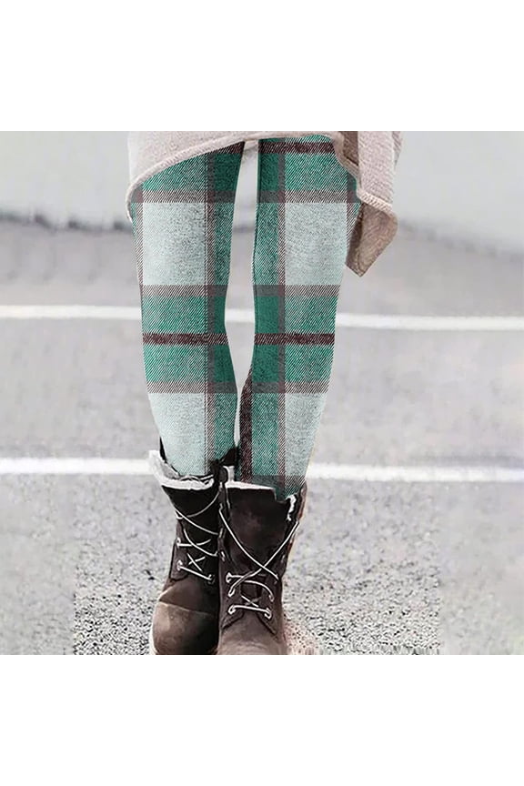 Women's Leggings Thermal Warm Winter Tights Striped Plaid High Waisted Yoga Pants