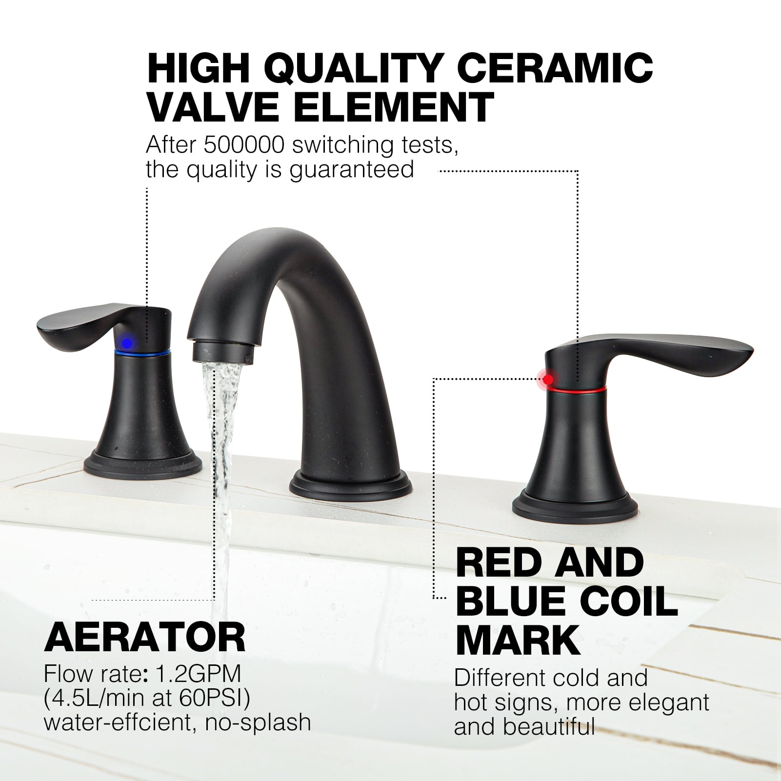 Accreate 8 Inch Bathroom Faucets for Sink 3 Hole with Pop up Drain and cUPC Lead-Free Hose