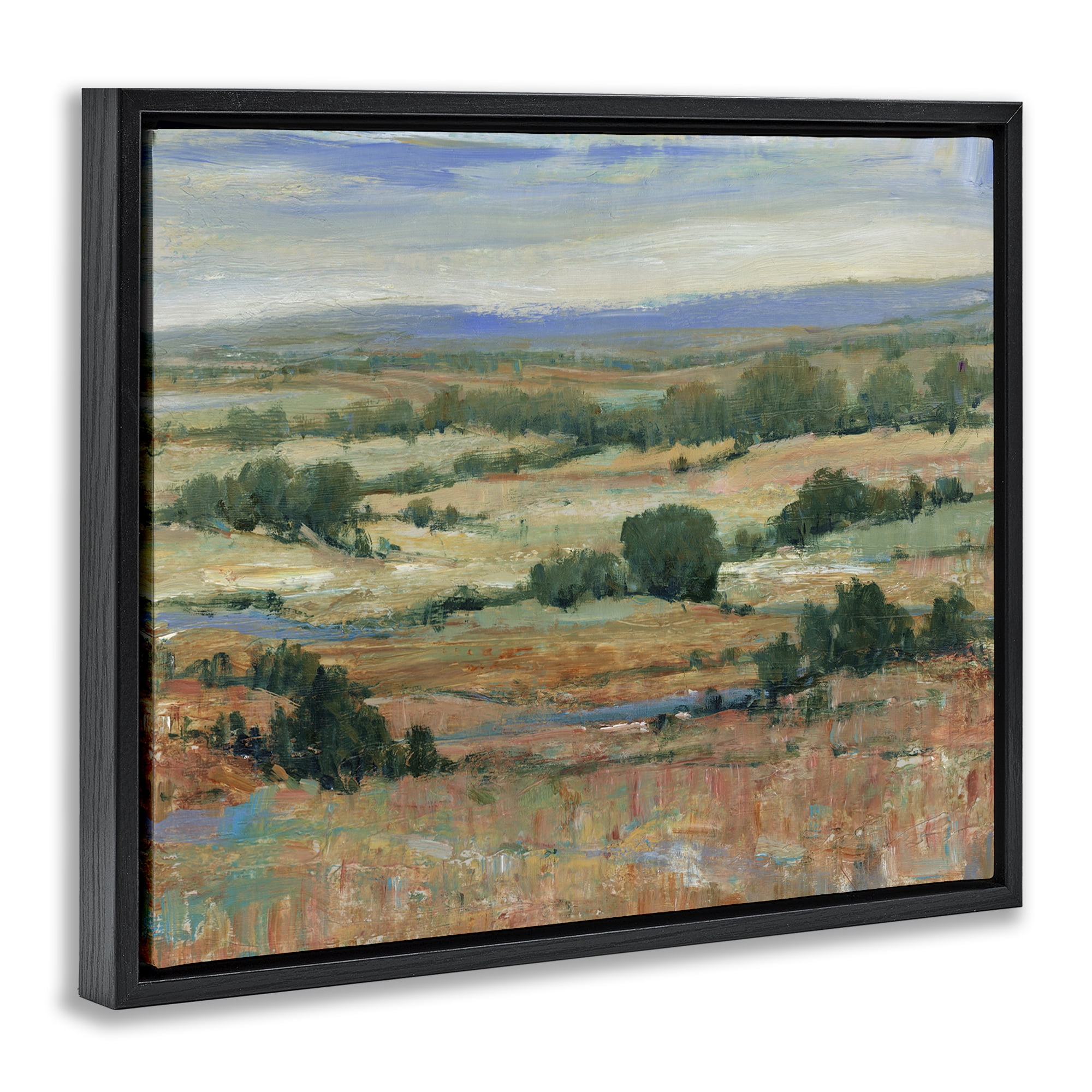 Stupell Industries Traditional Farmland Landscape Landscape & Nature Painting Black Floater Framed Canvas Art Print Wall Art, 21 x 17