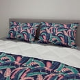 thumbnail image 2 of Tropical Comforter & Sham Bedding Set, Hawaiian Exotic Banana Leaves Pattern, 3 pcs Duvet Set Microfiber Filling Quilt, 5 Sizes, Dark Lavender Pale Pink, by Ambesonne, 2 of 4