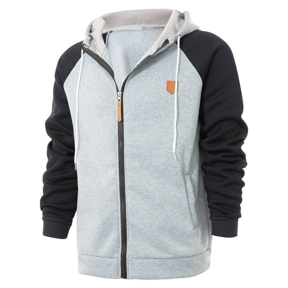 HOOMEUMY Men's Full Zip Hoodie Baseball Raglan Long Sleeve Sweatshirt Sweater Sportwear Comfortable Lightweight Soft Black Black L