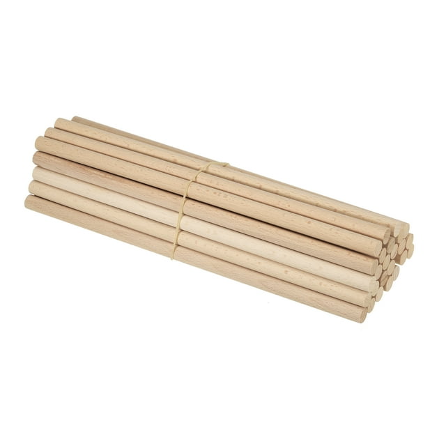 Unique Bargains 1/2 x 12 Inch Dowel Rods Wood Sticks Unfinished Wooden Dowel Rods Round Dowels Sticks 25 Pcs