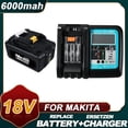 thumbnail image 1 of 18V Battery Replacement for Makita 18V Battery 6.0Ah + 14.4V-18V LED Battery Charger, Compatible with Makita 18 Volt Lithium Batteries BL1815 BL1830 BL1840 BL1850 BL1860, 1 of 9
