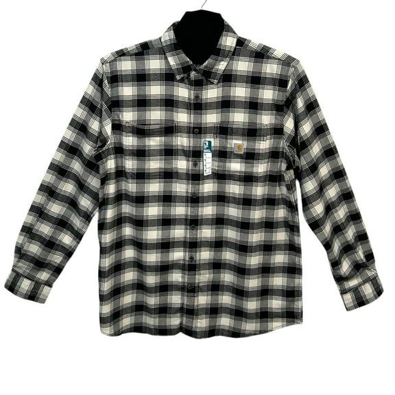 Carhartt Mens Heavyweight Plaid Flannel Shirt Size XL Tall Long Sleeve Loose Fit