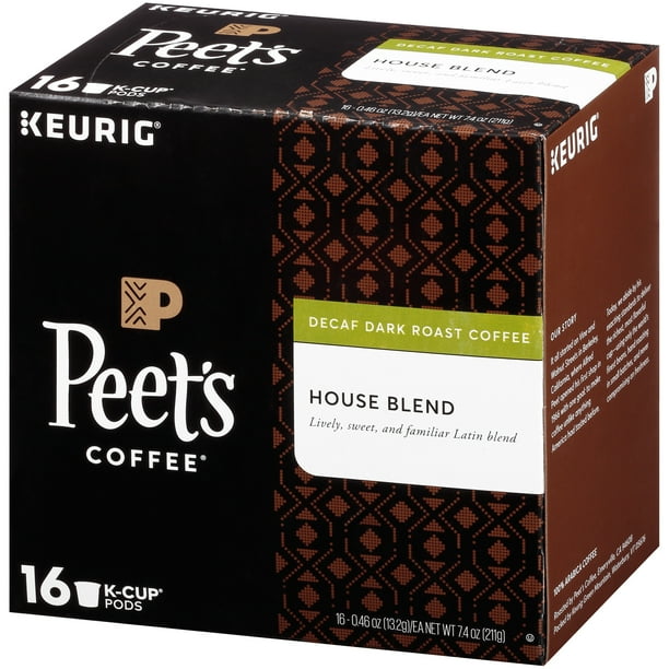 Peet's Coffee Decaffeinated House Blend KCup Coffee Pods, Dark Roast