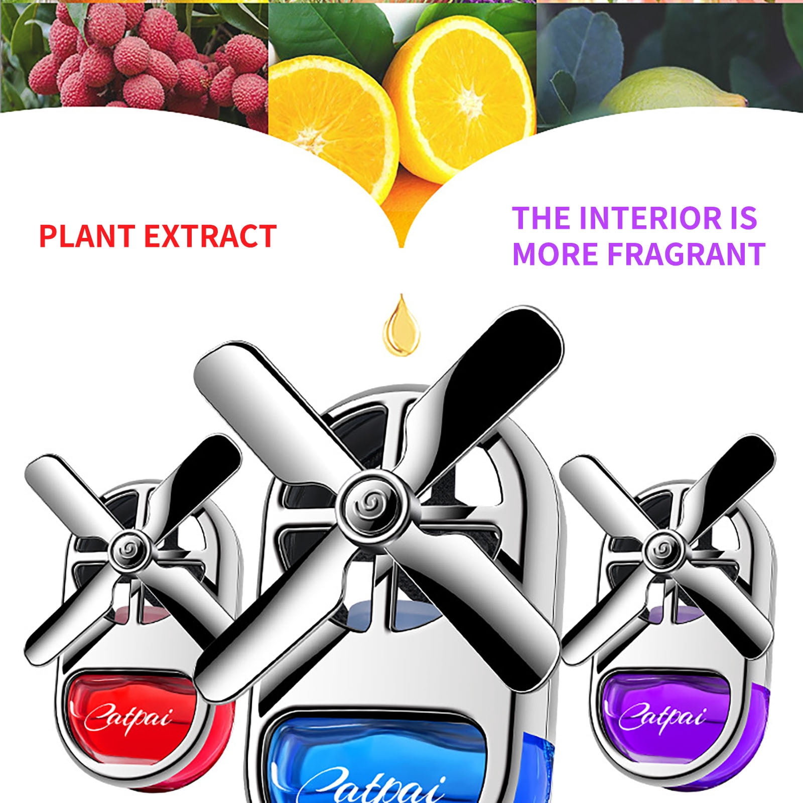 Weloille Rotating Car Aromatherapy Diffuser, 4ml Natural Essential Oil Air Freshener with Windmill Design, ABS Plastic for Vehicle Fragrance,