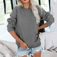 thumbnail image 3 of WREESH Womens Crewneck Sweatshirt Casual Solid Long Sleeve Pullover Tops Loose Fit Lightweight Sweatshirt with Pocket Gray, 3 of 4