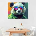 thumbnail image 2 of Acheng Funny Animal Canvas Wall Art, Colorful Panda Wearing Glasses Painting Picture Cute Animal Graffiti Poster Print for Bathroom Dining Room Decor pattern1, 2 of 6