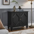 thumbnail image 3 of Jopath 33.6" Retro Wooden Sideboard Buffet Cabinet with Storage, Symmetrical Geometric Accent Display Cabinets for Kitchen Dining Living Room Entryway Hallway Black, 3 of 9