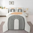 thumbnail image 2 of Manfei Geometric Circle Lines Full Size Comforter Sets,Abstract Stripes Aestheric Bedding Comforter Set,Beige Black Bedding Sets For Teens,Ultra Soft Home Decor Reversible,3pcs, 2 of 8