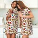 thumbnail image 4 of Easygdp Hot Dog Pizza Camisón de manga corta para mujer, informal, estampado, 4 of 6