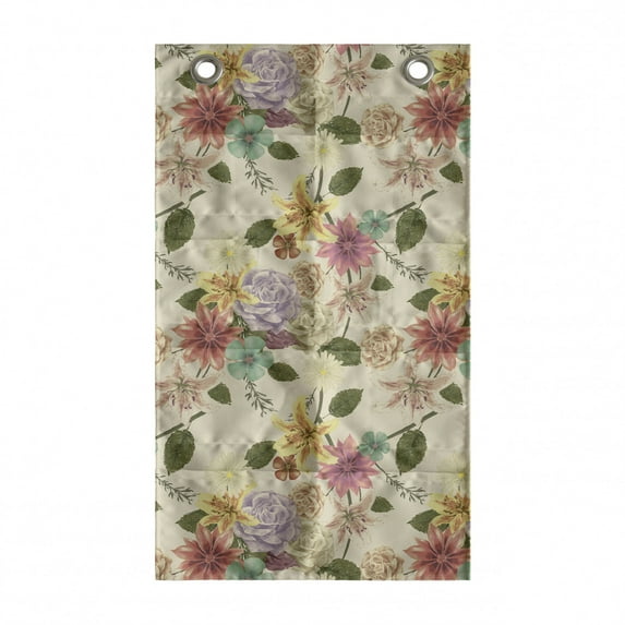 Floral Hanging Pocket Organizer, Classic Blossom Romantic Rose Bouquets Lilly Magnolia Vintage Repetition, Printed Polyester Storage Bag with Pockets, 21" x 31", Eggshell Multicolor