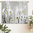 thumbnail image 6 of Farmhouse Flower Kitchen Curtains Grey Rustic Daisy Floral Small Short Cafe Window Curtains Country Vintage Butterfly Rod Pocket Bathroom Window Drapes Treatment Tier Curtains (27.5x36 Inch), 6 of 6