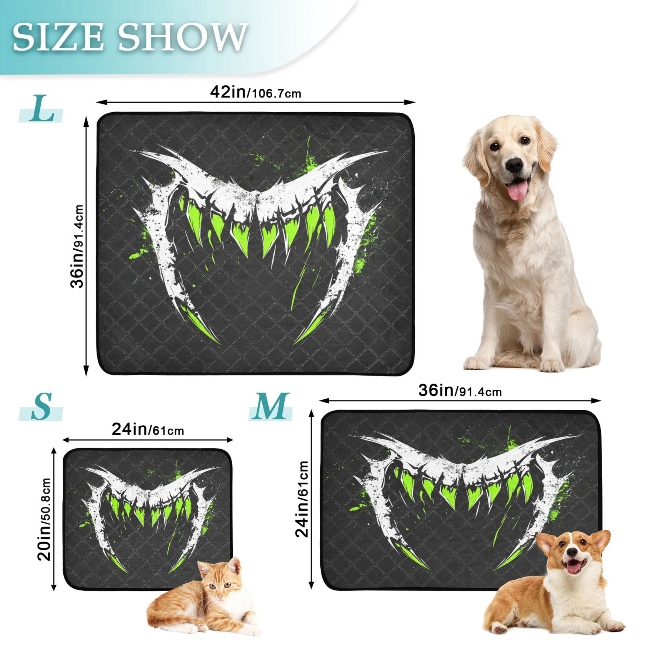 Qxltty Green Fangs Cat litter Pads Pet Set of 2 Diaper Mats Center Anti-leakage Layer Absorbent Soft and Comfortable