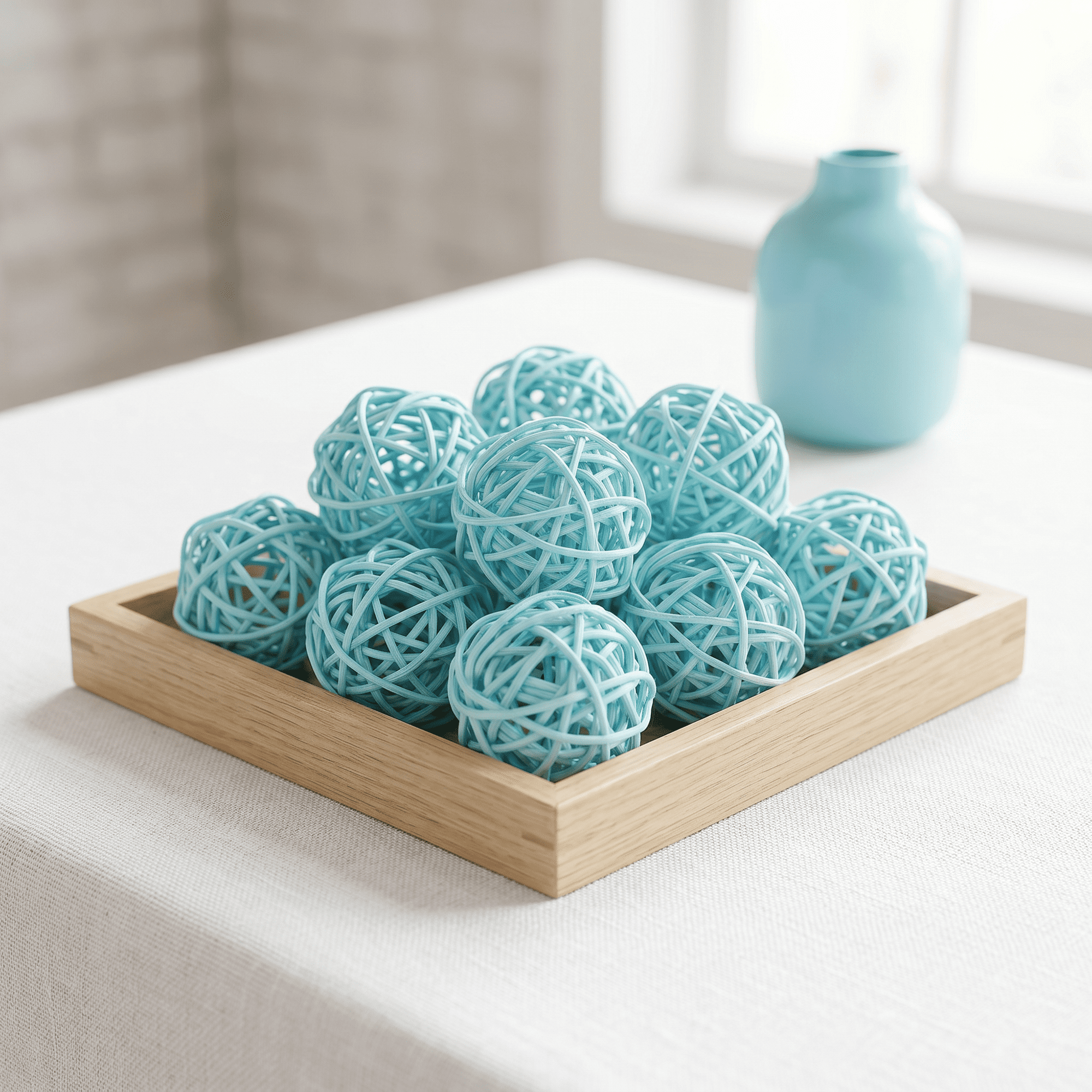 Unique Bargains 10Pcs Rattan Balls for Lights Wicker Spheres Orbs Light Blue 2"x2"x2"