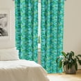 thumbnail image 3 of Ambesonne Teal Window Curtains, Cube Pattern Vibrant Color, Each 28" W x 63" L, Sea Green Blue, 3 of 5