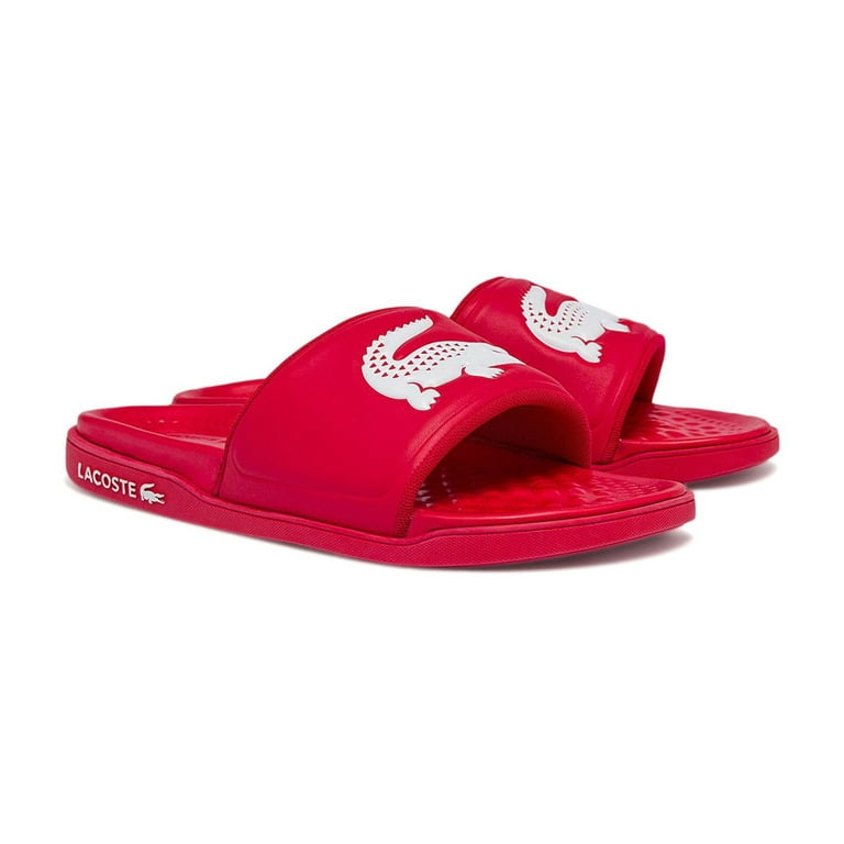 Lacoste Men's Croco Dualiste 0922 1 Slide Sandals, Red/White