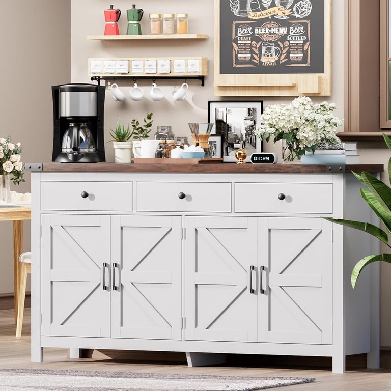 Winkalon 63'' Kitchen Sideboard Buffet Cabinet, 4-Doors 3-Drawers