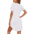 thumbnail image 4 of Ekouaer Button Nightgowns for Women Cotton Nightshirts Sexy Sleepshirt Short Sleeve Pajama Dress, 4 of 5