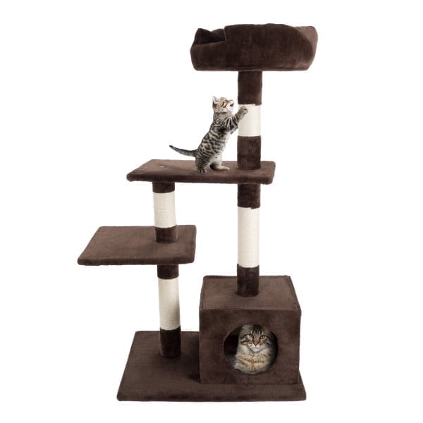 PETMAKER 4-Tier Cat Tower w/ Scratching Posts, Perches, and Condo - Brown