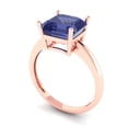 thumbnail image 2 of Solitaire Engagement Ring for Women - 2.5ct Simulated Tanzanite in 18K Rose Gold Promise Ring, 2 of 6