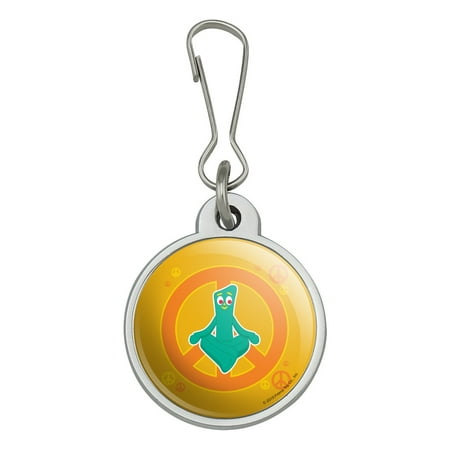 Meditating Gumby with Peace Sign Jacket Handbag Purse Luggage Backpack Zipper Pull Charm