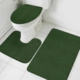 thumbnail image 3 of Solid Dark Green Bath Mat 3 Piece Bathroom Rug Set, Retro Minimalism Abstract Denim Texture Non Slip Bath Rug Contour Mat and Toilet Lid Cover, Absorbent Shower Mats Soft Bath Rugs and Mats Sets, 3 of 8