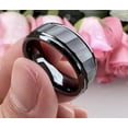 thumbnail image 4 of Wedding Rings For Men. 8mm Black Hammered Tungsten Wedding Band. Warranty, 4 of 7