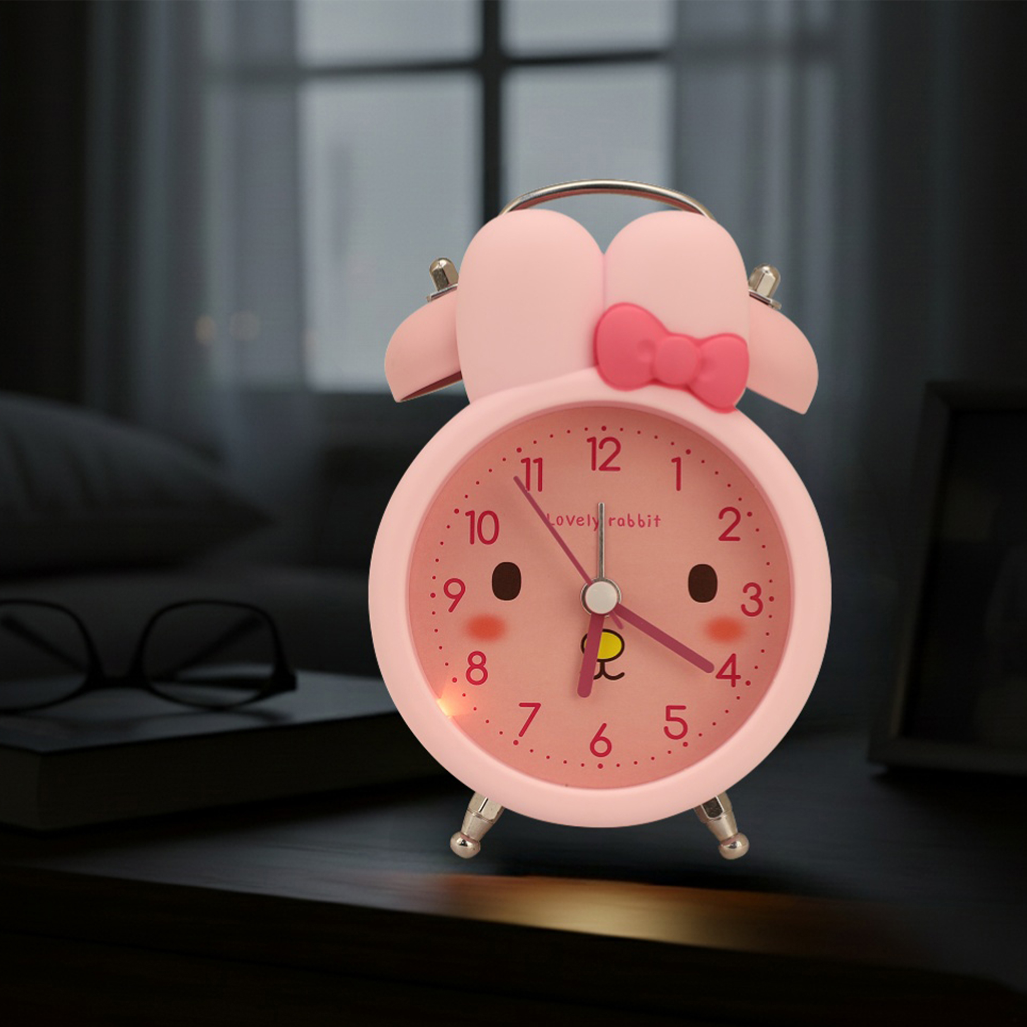 Unique Bargains Mechanical Loud Alarm Clock with Bunny Design Yellow 3.5"L x 2.2"W x 5.1"H
