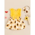 thumbnail image 2 of Nygoyerh 3M 6M 12M 18M Baby Girls Sleeveless Romper Dress Lace Ruffles Sunflower/Watermelon Print Skirt Hem Jumpsuit Newborn Infant Sweet A-line Dress with Headband, 2 of 10