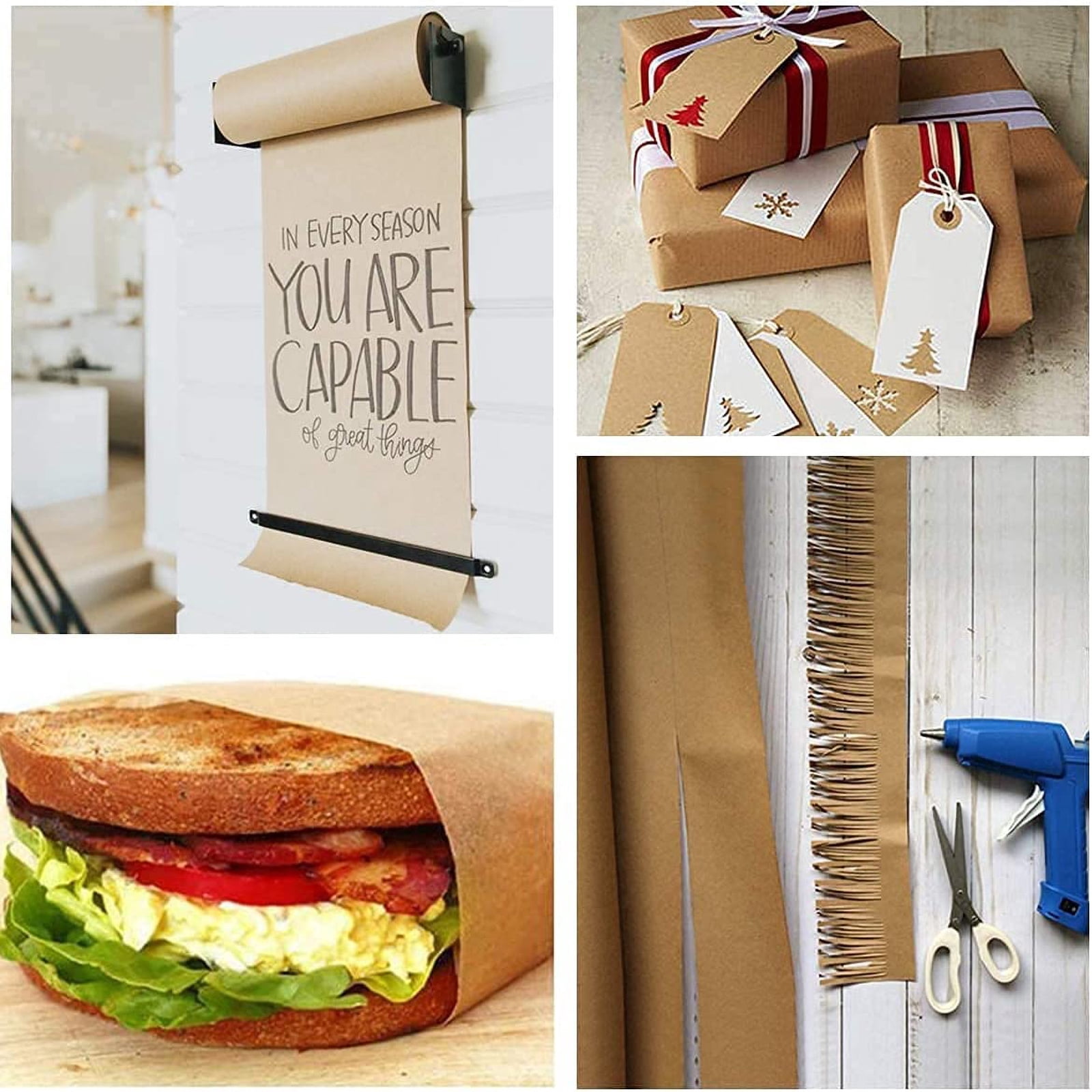Kraft Wrapping Paper -11.8” x 98.5' Natural Kraft Wrapping Paper for Packing Recyclable Craft Construction and Packing Paper for Gift Wrapping, Packing Paper for Moving,Shipping, Floor Covering