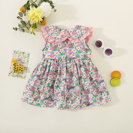 

PEASKJP Birthday Dress Toddler Girls Sleeveless Casual Style Tulle Chiffon Flowy Round Neckline Dress Pink 2-3 Years
