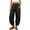 Black, variant on Womens Barrel Sweatpants Elastic High Waisted Wide Leg Drawstring Lounge Baggy Pants Cotton Linen Trousers with Pockets