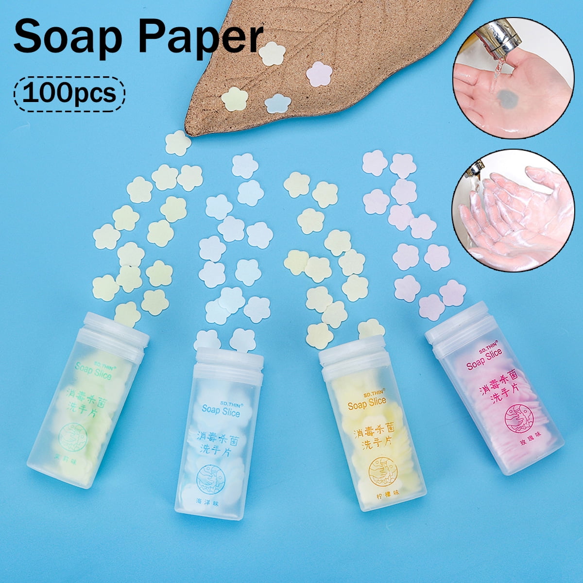 100pcs Mini Portable Soap Paper Disposable Disinfection Foaming Soap