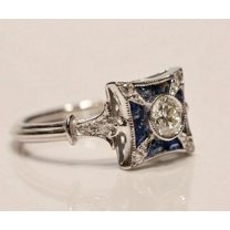 Antique Blue Old European Cut Moissanite Diamond Engagement Ring 925 Silver Wedding Valentine's Surprise Gift