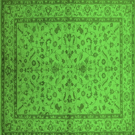 Ahgly Company Indoor Square Oriental Green Traditional Area Rugs, 3' Square