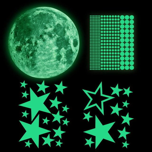 435 pegatinas de pared que brillan en la oscuridad estrellas de luna luminosa Leyfeng Etiqueta engomada luminosa de la pared del punto de la estrella de la luna