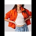 thumbnail image 4 of Chaqueta Vaquera de Larga con Solapa Holgada para Mujer Naranja Rojo M, 4 of 7