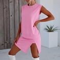 thumbnail image 4 of Guluxicc Athletic 2 Piece Sets for Women Sleeveless Crew Neck Top with Split Hem Shorts Solid Color Basic Active Outfits for Workout and Gym Exercise, 4 of 9